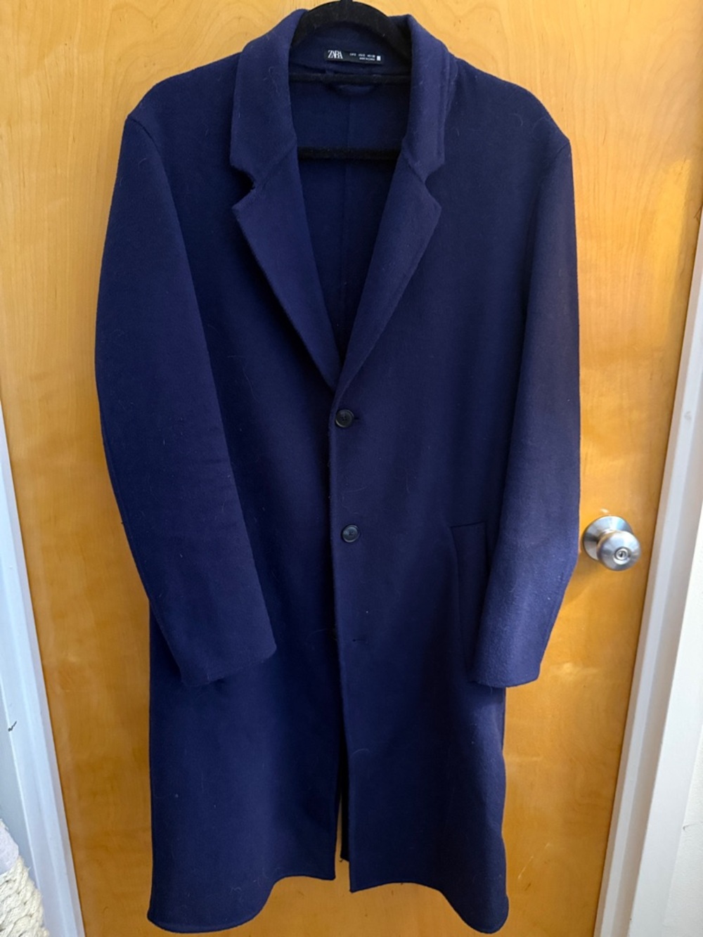 Zara Men's Dark Navy Wool Pea Coat